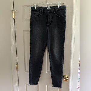 Good American always fits classic slim straight jeans, 14-16, color black